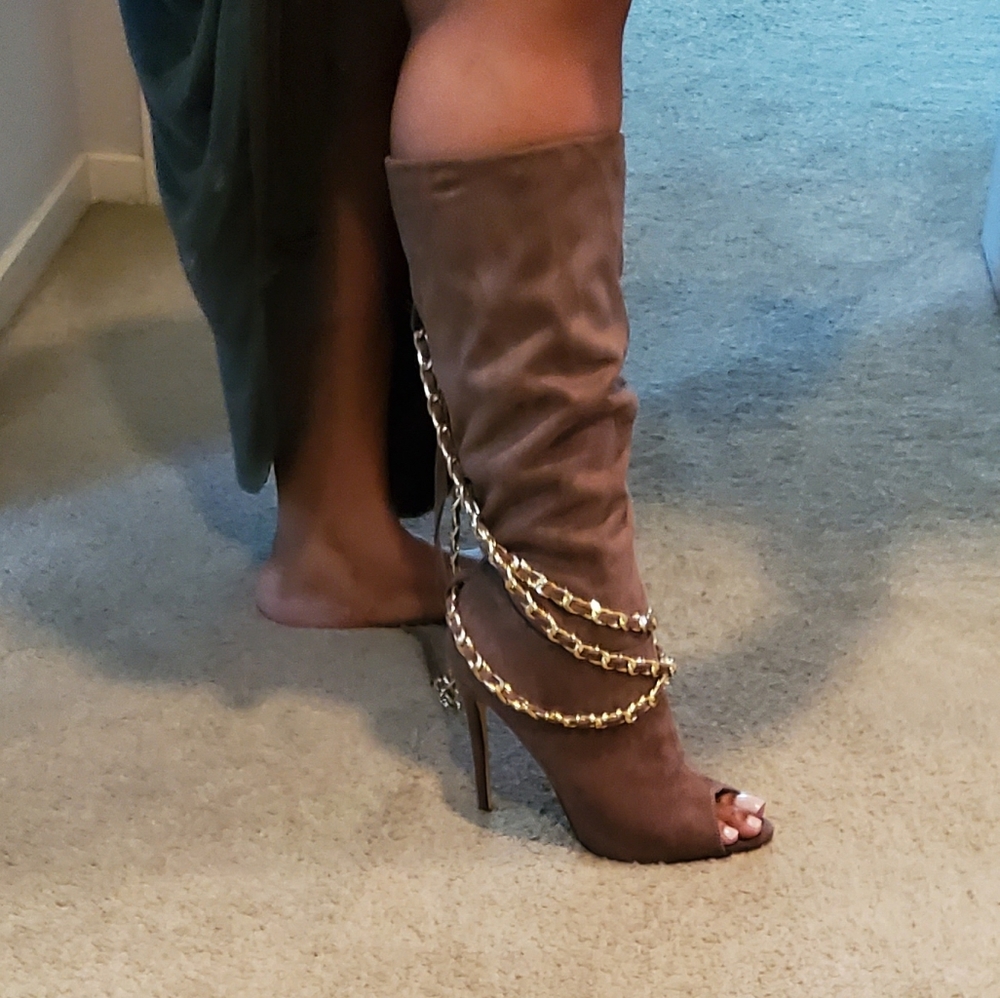 Faux suede tan boots